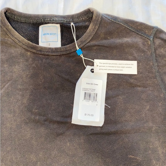 JASON SCOTT - SIDE SLIT CREW / PULLOVER SWEATSHIRT / Charcoal ACID WASH /SIZE S - Picture 2 of 3